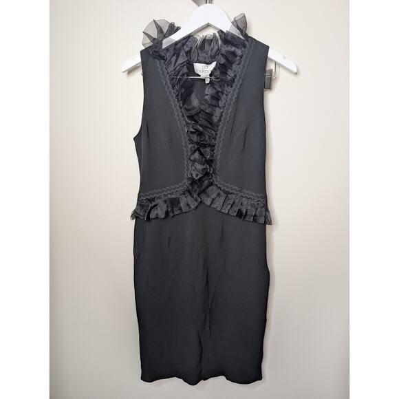 Gai Mattiolo Black Sheath Dress With Ruffles Size 46 (US 10 - See Measurements) - Picture 1 of 13